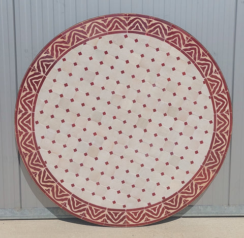 Mosaic table white wine red Maghreb 90 cm