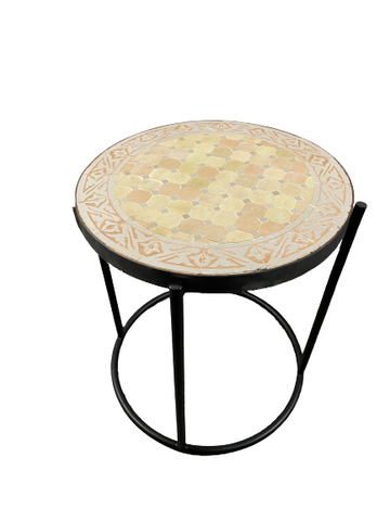 Mosaic side table neutral