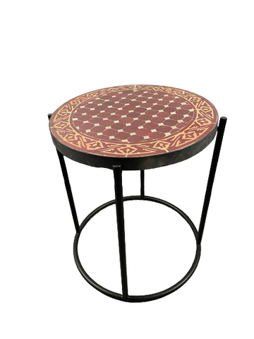 Mosaic side table wine red
