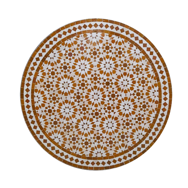 Marokkanischer Mosaiktisch Ocker Weiß Fes 80 cm