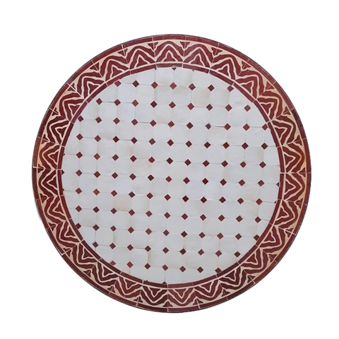 Marokkanischer Mosaiktisch Weinrot Weiß Maghreb 100cm