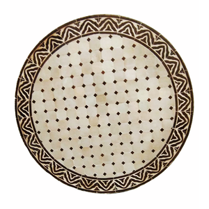 Marokkanischer Mosaiktisch Braunweiß Maghreb 90 cm