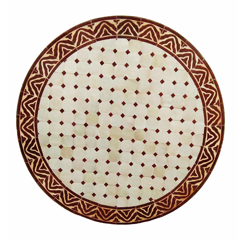 Marokkanischer Mosaiktisch Weinrot Weiß Maghreb 90cm