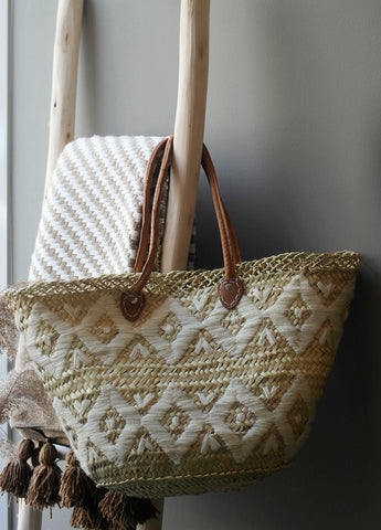 Embroidered basket bag