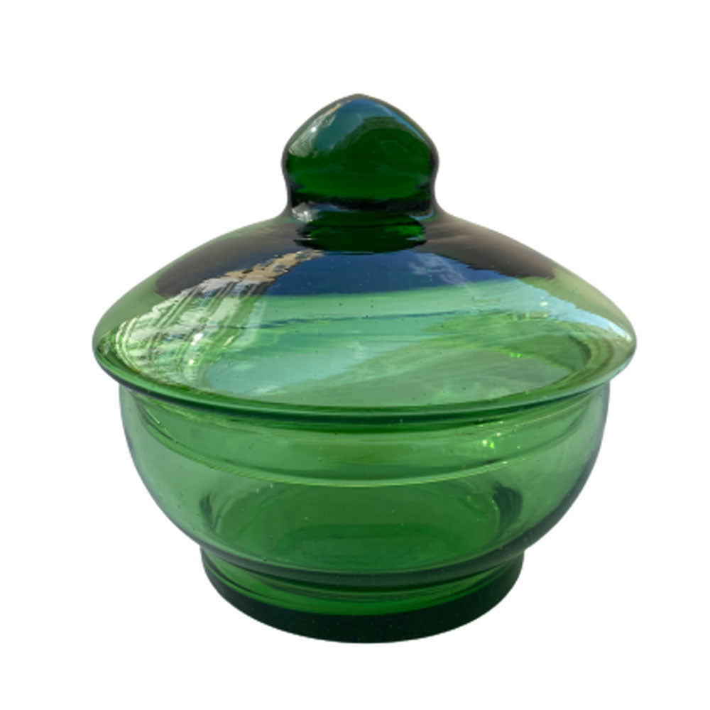 mouth-blown glass jar Beldi Green