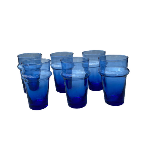 6 mouth-blown glasses dark blue Beldi 10cm