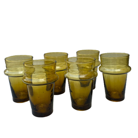 6 hand-blown glasses amber Beldi 10cm