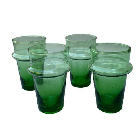 4 hand-blown glasses Green Beldi 10cm