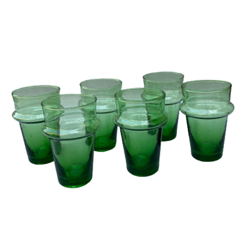 6 hand-blown glasses Green Beldi 10cm