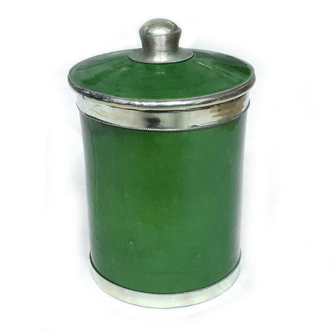 Moroccan ceramic jar moss green 17cm