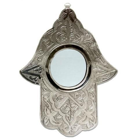 Moroccan Khmissa Mirror Silver