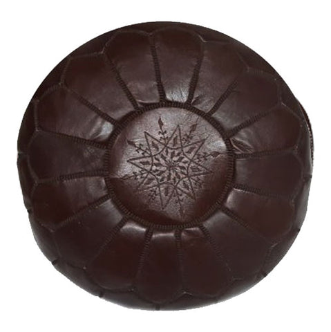 Leather Pouf Chocolate | Ø:50cm