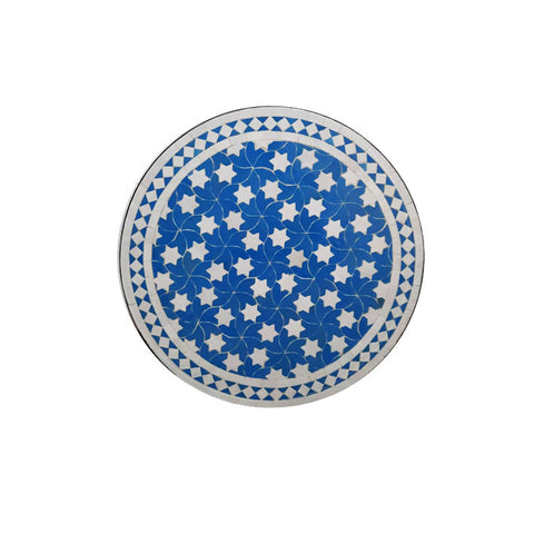 Marokkanischer Mosaiktisch Azur Weiß Bird 60 cm