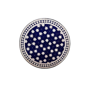 Marokkanischer Mosaiktisch Blau Weiß Bird 60 cm