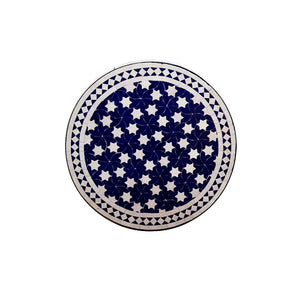 Marokkanischer Mosaiktisch Blau Weiß Bird 60 cm
