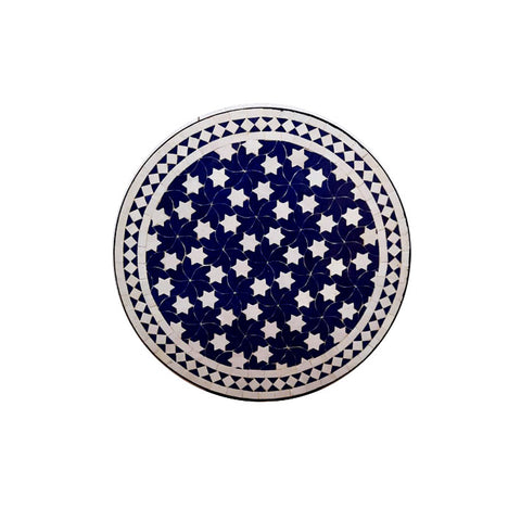 Marokkanischer Mosaiktisch Blau Weiß Bird 60 cm