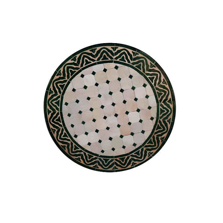 Marokkanischer Mosaiktisch Weiß Grün Maghreb 60 cm